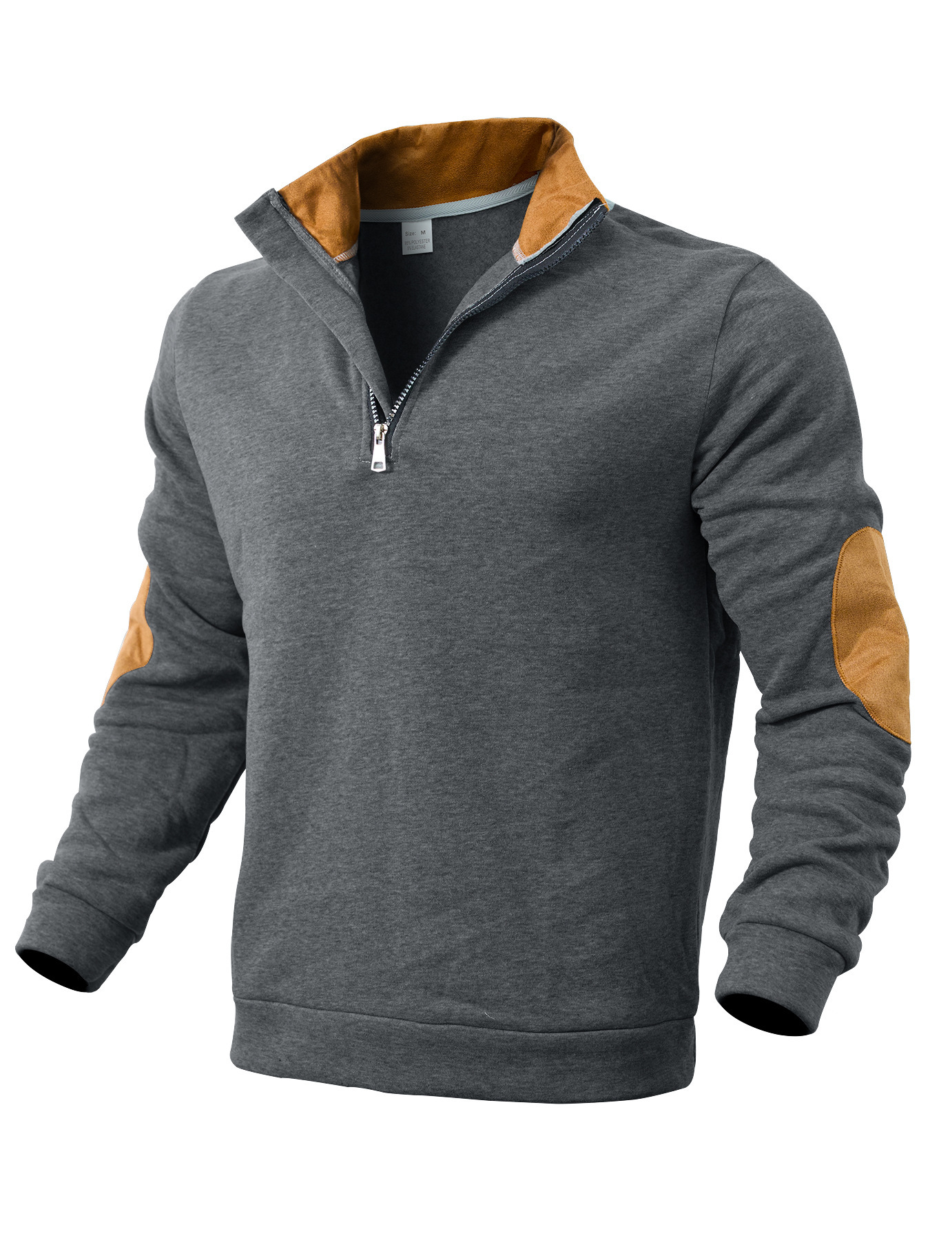 Embroidered Men's Hoodies With Stand Collar And Colour-block Style_voghion.com
