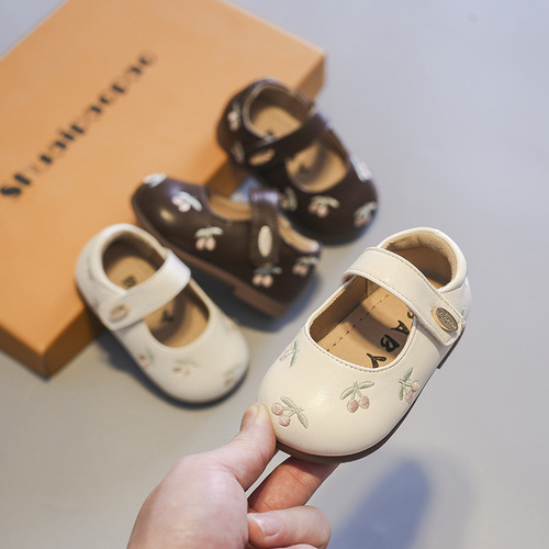 Baby girl shoes spring and autumn style Velcro princess shoes embroidered children's single shoes soft sole baby toddler shoes drop shipping