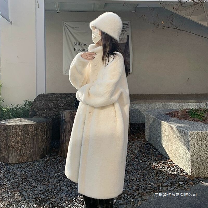 2025 New Winter Mink Velvet Coat Thickeneded Loose Lamb Fur All-In-One Mid-Length Fur Outwear for Women