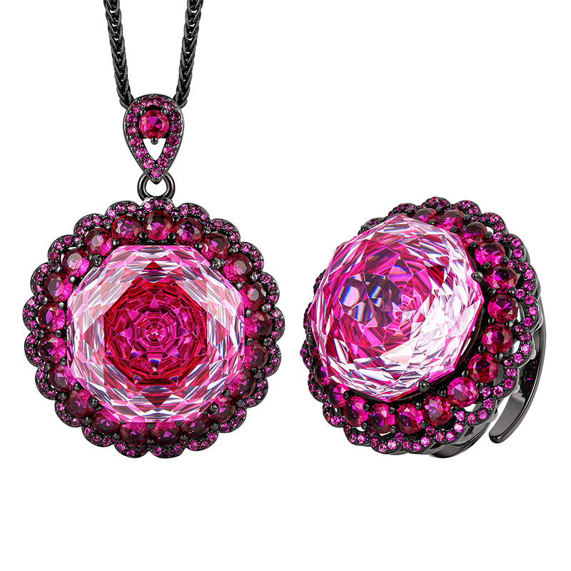 Venta caliente nuevo estilo Zhuang Shengsheng joyería fondo de cobre chapado en oro rosa corte temperamento traje de lujo ligero joyería de 18mm para mujer