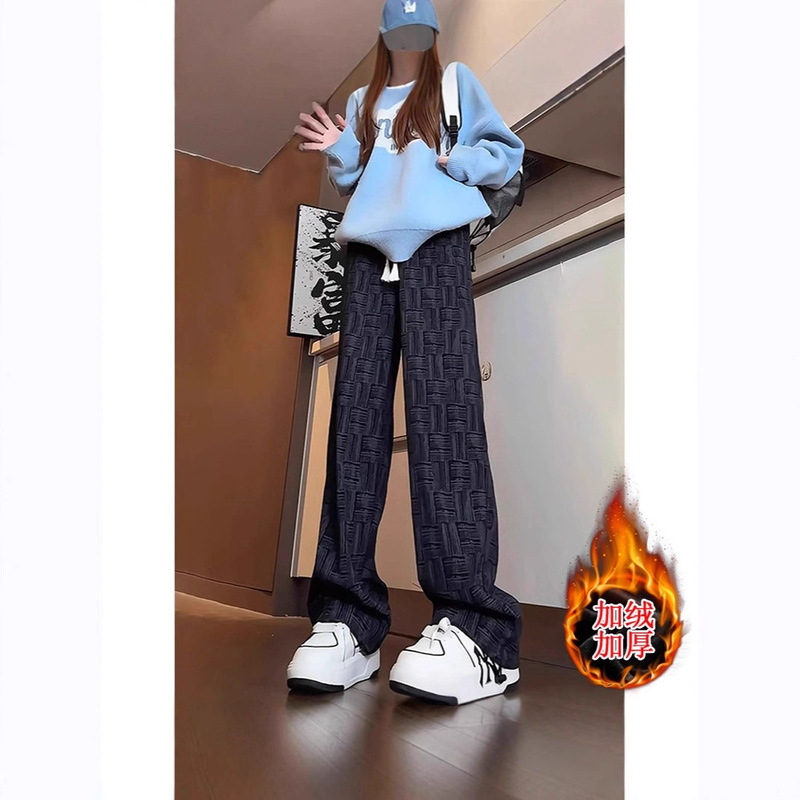 Autumn and Winter Unisex Fleece-Lined Thick Straight-Leg Sports Casual Pants, Available in Multiple Colors, Warm, Loose, Comfortable, Versatile Autumn and Winter Unisex Fleece-Lined Thick Straight-Leg Sports Casual Pants, Available in Multiple Colors, Warm, Loose, Comfortable, Versatile