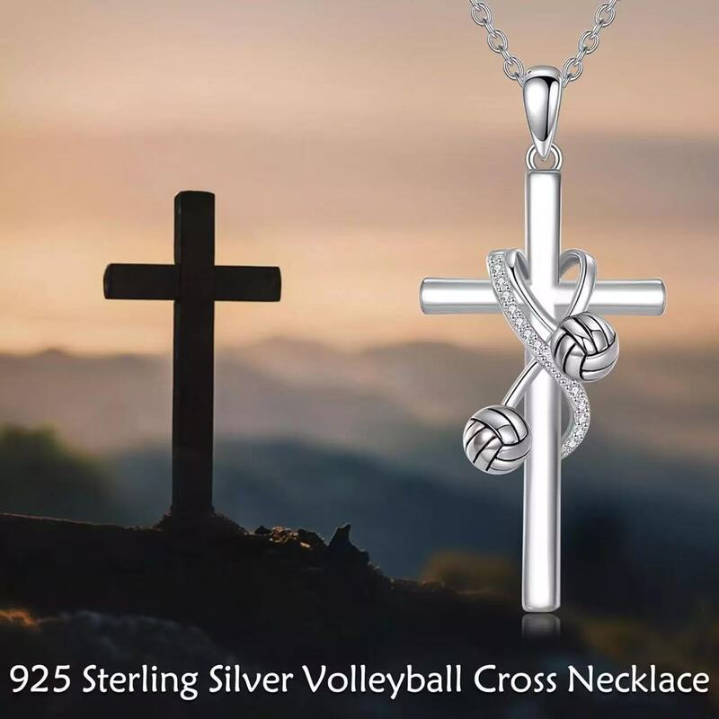 European and American Cross-Border Amazon New Cross Volleyball Softball Pendant Necklace Women's Sports Style Christmas Gift European and American Cross-Border Amazon New Cross Volleyball Softball Pendant Necklace Women's Sports Style Christmas Gift