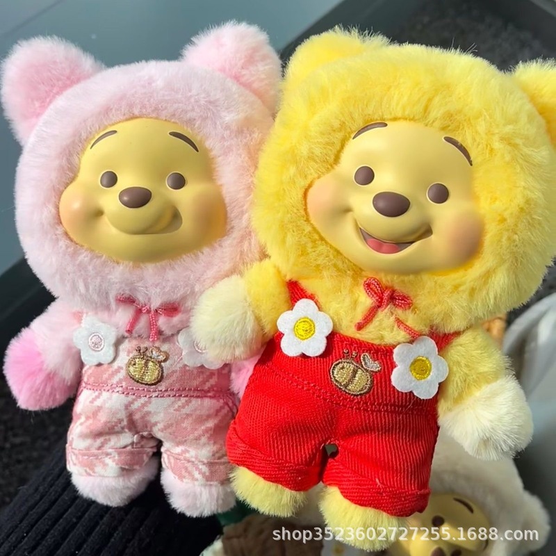 toptoy小熊维尼小熊噗噗糖果糖搪胶毛绒背带裤系列潮玩手办挂件|undefined