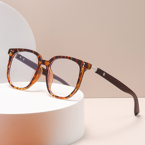 14524 Large Frame Square Myopia TR90 Anti-Blue Light Glasses  New Fashion Internet Celebrity Plain Glasses
