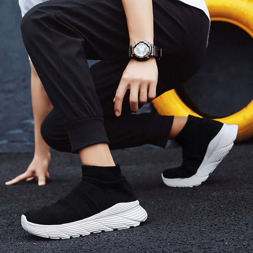 New Knit Socks Shoes Slip-On Mesh Shoes for Couples, Large Size Lightweight Men's Casual Shoes Men's Sports Shoes