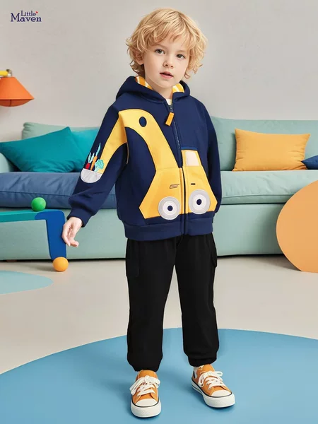 Little Maven Cross-Border Factory Boys' Sweatshirt Autum Velvet Jacket Kidsren's Long-Sleeved Thermal Top