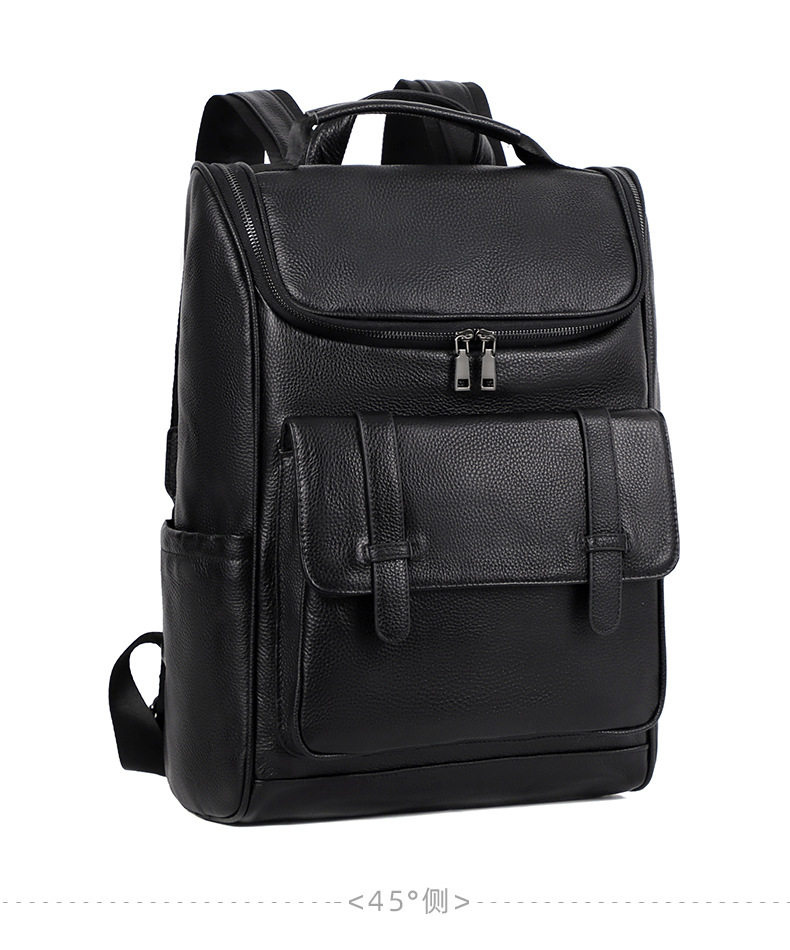 Ba lô da bò lớp đầu da thật 42×15×30 cm, túi đựng laptop dung lượng lớn đa năng đi du lịch ngoài trời — Màu đen chi tiết 14