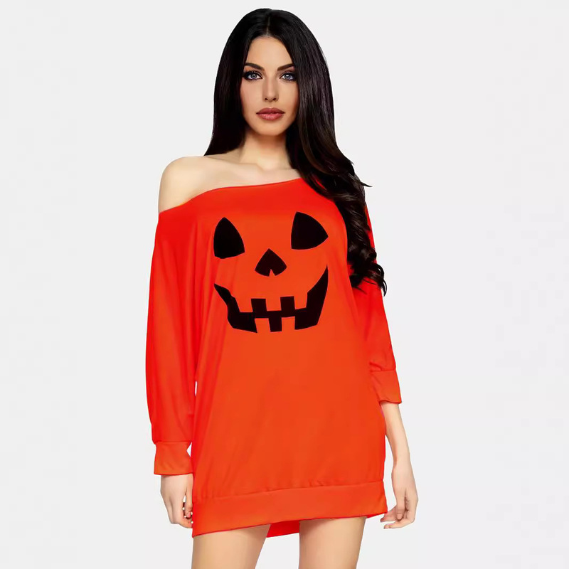 ヨーロッパ駅wish起爆女装カボチャプリント長袖ハロウィーンtシャツ上着|undefined