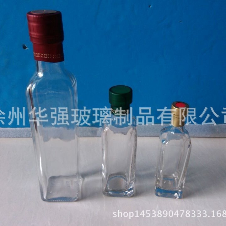 厂家直销50ml方形橄榄油瓶 透明葵花油玻璃瓶 食品级玻璃瓶