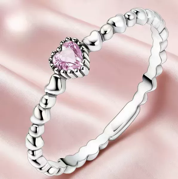 TEMU overseas warehouse new product dropshipping Jewelry Watches Heart-shaped ring simple and exquisite inlaid with pink diamonds