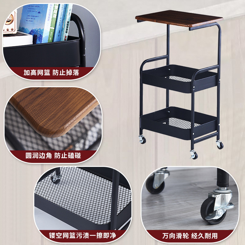 Estante de almacenamiento, estante de almacenamiento multicapa de acero al carbono, estante de almacenamiento para libros de aperitivos, sala de estar, cocina con carrito de mesa, estante de almacenamiento