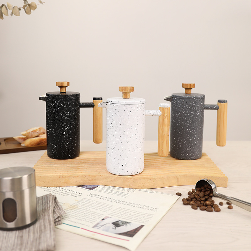 Highwin new ink style double-layer 304 stainless steel press pot household hand coffee pot milk frother