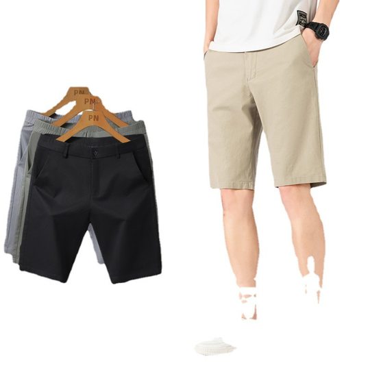 2023 New Summer Port Pants Casual Shorts Men's Tooling Beach Pants Washed Cotton Solid Color Five-point Casual Pants