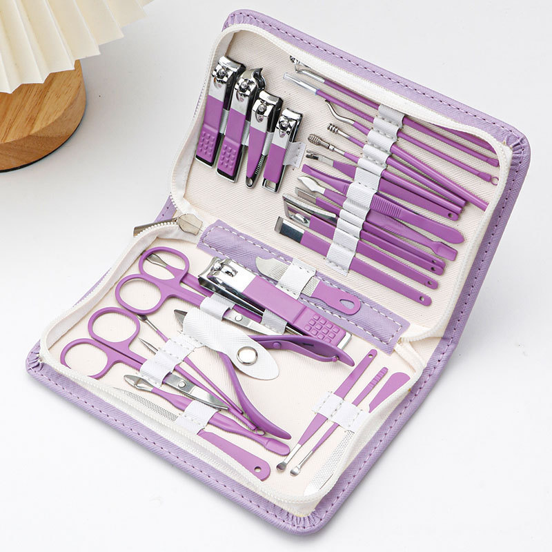 Herramientas domésticas cortadoras de uñas cuchara de orejas cejas negras 26 pedicoras cortadoras de uñas pinzas de uñas conjunto de cortadoras de uñas
