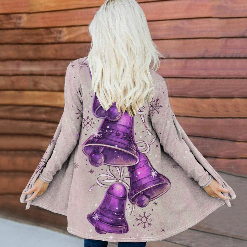 Cross-border 2024 new European and American Christmas casual women's 3d digital printing long sleeve cardigan sweater