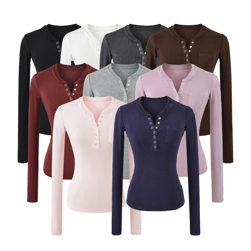 American Henry White Slim Long Sleeve t Women's 2025 Autumn and Winter Slim Fit Low Neck Bottoming Shirt Half Open Collar Top American Henry White Slim Long Sleeve t Women's 2025 Autumn and Winter Slim Fit Low Neck Bottoming Shirt Half Open Collar Top
