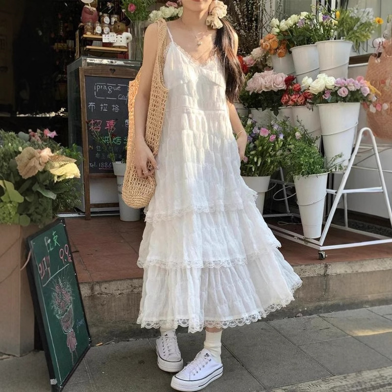 2025 New Summer Suspender Dress for Women, New Summer Style, Seaside Resort Style Cake Skirt, Beach Long Skirt