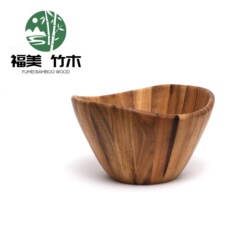 アカシア木製サラダボウル家庭用無垢材シンプルなフルーツボウル木製波型サラダボウルAmazonカスタマイズ