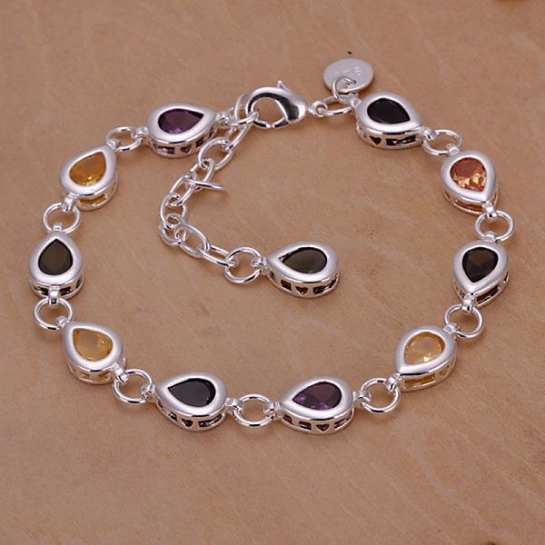 H260 Cross-border Jewelry 925-plated Silver Colored Stone Zircon Drop Women's Bracelet Jewelry Gift Live Supply