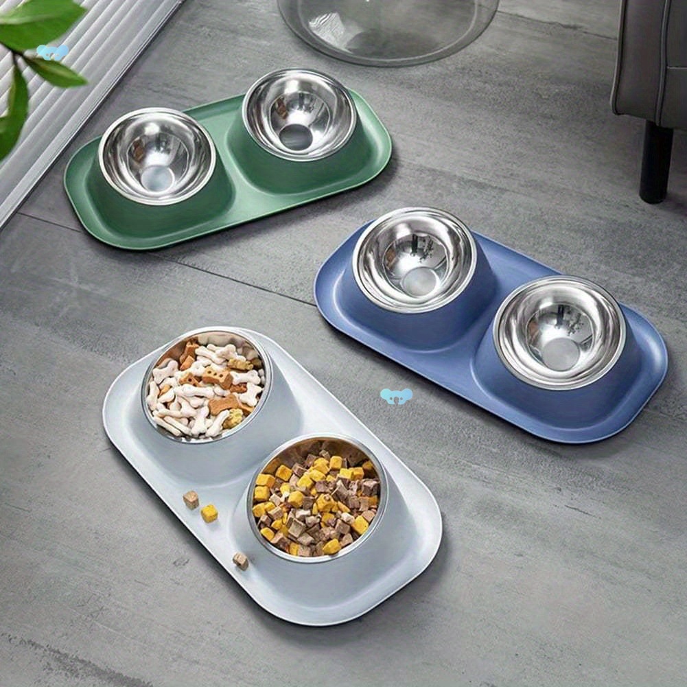 Dog Cat Basic Food and Water Bowl set 2 Removable Stains