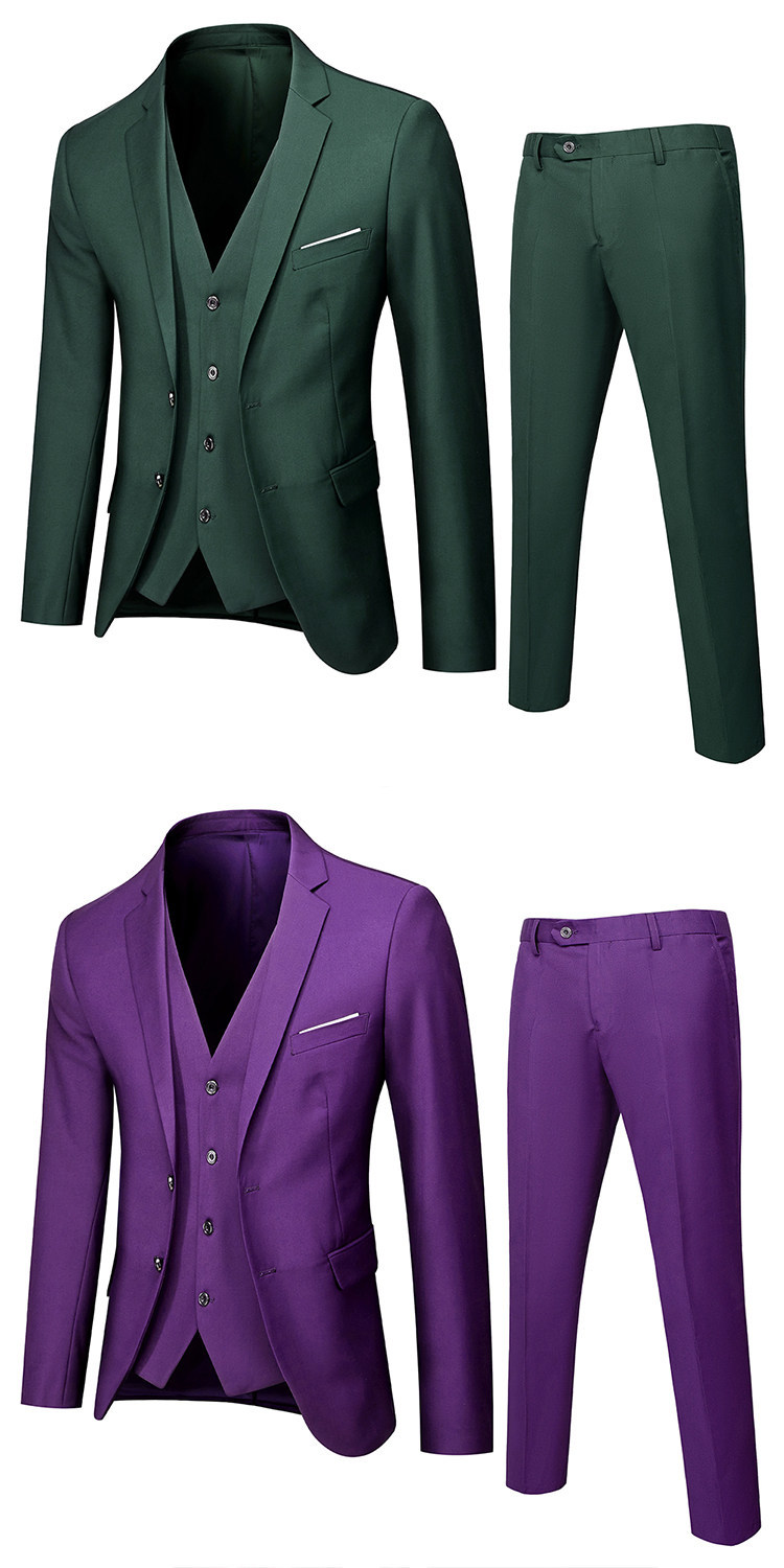 Men's Double-breasted Suit Set Slim Fit Wedding Blazer And Trousers_voghion.com