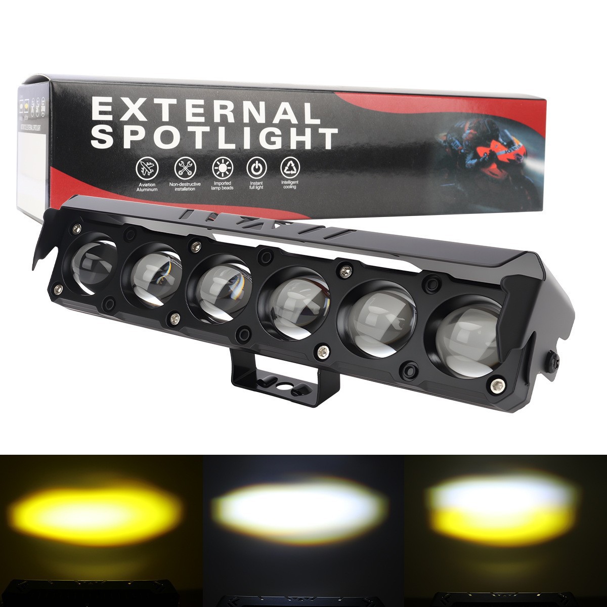 Transfronterizos para motocicletas eléctricas LED faro de pavimentación amarillo y blanco de doble color faro de luz alta y baja semialuminio image 10