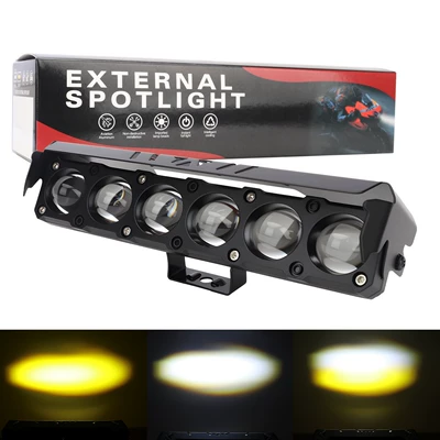 Vehicles, Dual-Color Yellow and White – Motorcycle headlights, headlights - six-eyes-flash-yellow-and-white-light-with-bracket-screws-and-nuts