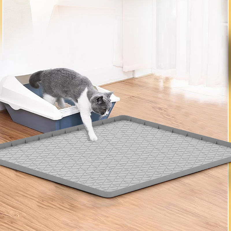 Cross-Border Amazon Silicone Cat Litter Mat, Non-Slip, Anti-Splash, Easy to Clean Cat and Dog Feeding Mat, Silicone Pet Mat