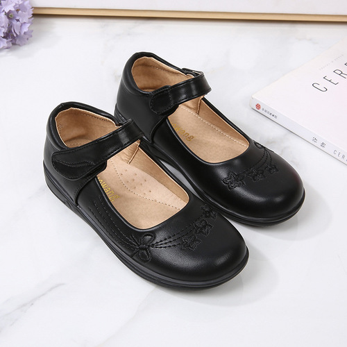 Girls Leather Shoes  Summer New Girls Soft Sole Dance Student Shoes British Style Fashion Baby Black Shoes