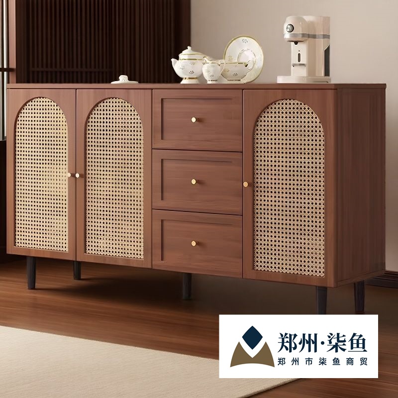 Rattan Sideboard Modern Simple Storage Cabinet Home Restaurant Living Room Tea Cabinet New Chinese Style Kitchen Storage Cabinet