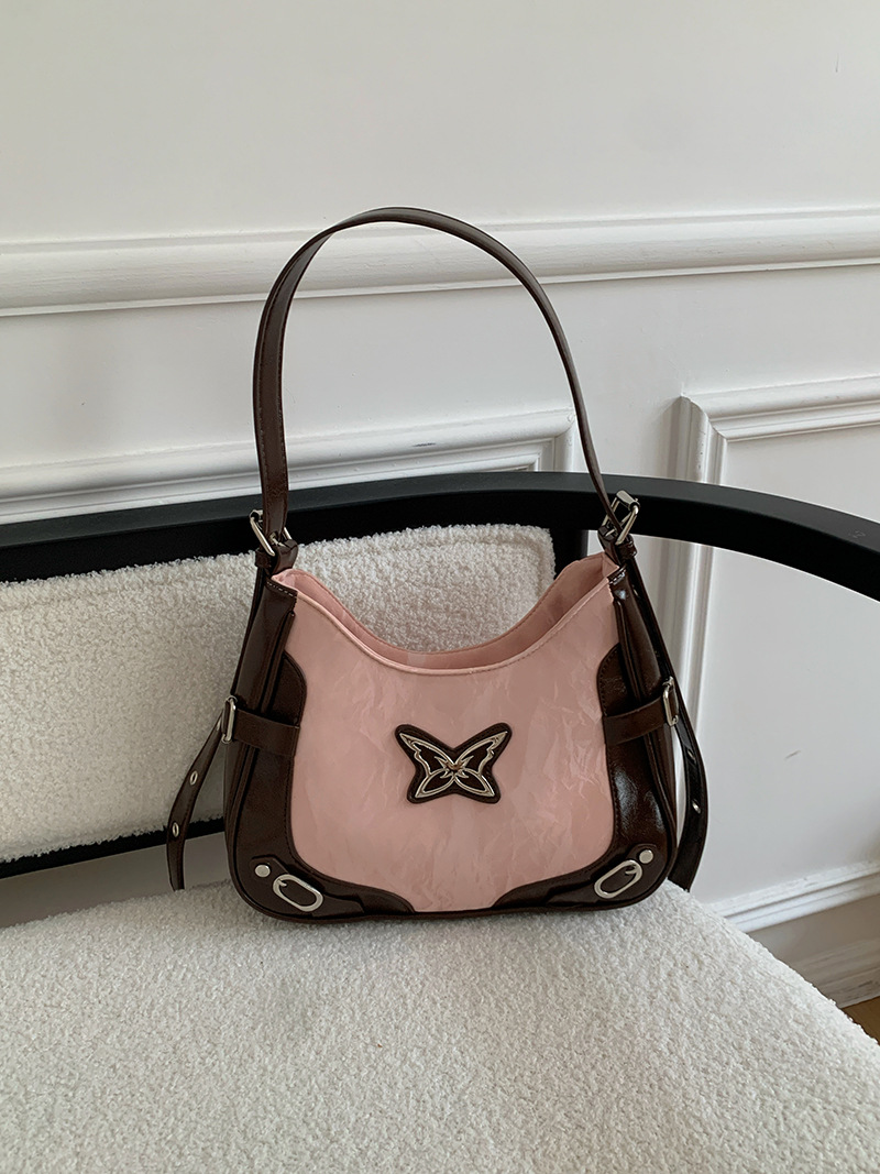 2024 Nova ameriška torba za čez ramo z metuljčki in kontrastnimi zakovicami za motoristično pod pazduho, modna in napredna_voghion.com