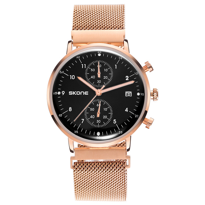 Foreign Trade Fashion Business Spherical Men's Watch Metal Mesh Band Five-pin Magnet Buckle Casual Couple Women's Quartz Watch