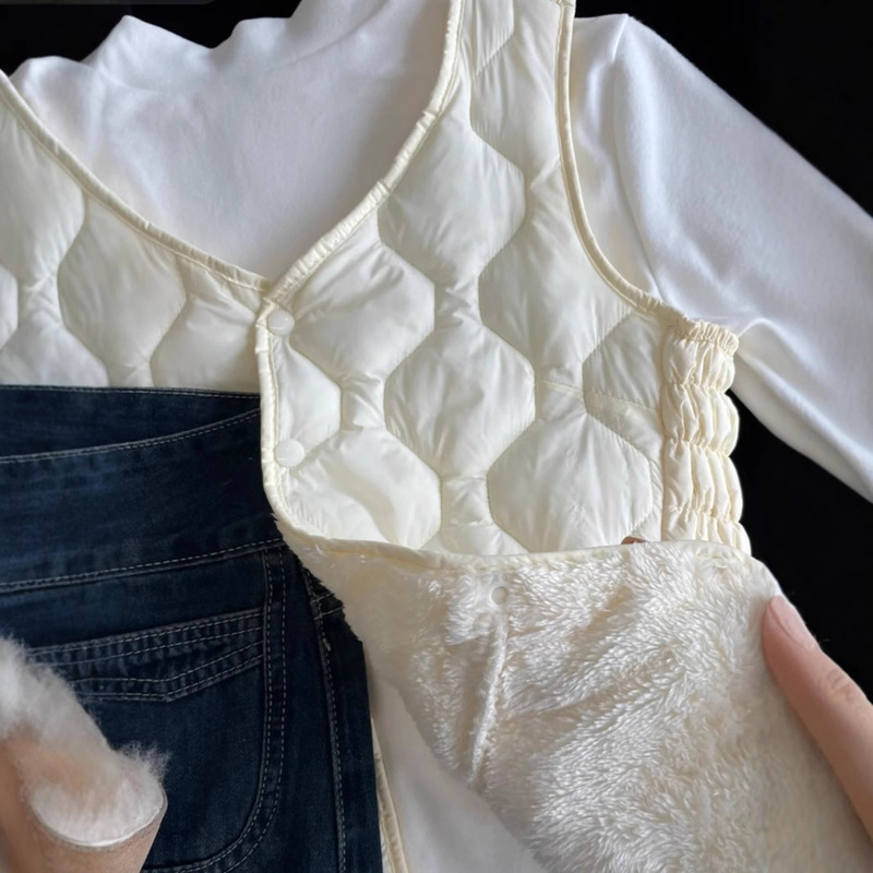 Lamb Down Cotton Vest Women's Autumn and Winter Coat with Horse Clip Inner Tank Northeast fleece-lined Thickened Warm Vest