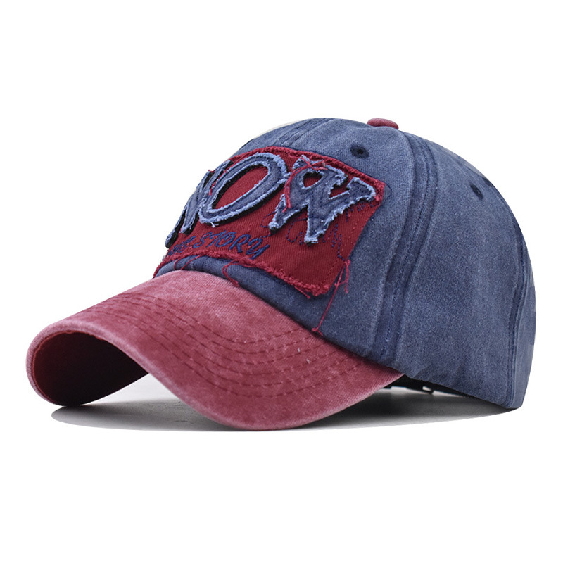 Transfronterizo puro algodón lavado angustiado NOWE carta gorra de béisbol para hombres y mujeres al aire libre Four Seasons enarboló la gorra