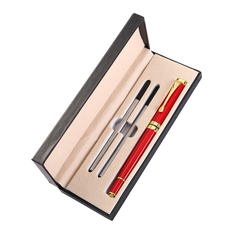 Bolígrafo de firma de metal rojo Guofeng caja de regalo de negocios conjunto de publicidad de alta calidad bolígrafo de impresión de logotipo bolígrafo neutro