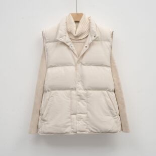 Winter Siyu Loose White Duck Down Simple Korean Style Sleeveless Collar Vest Women's New Down Vest