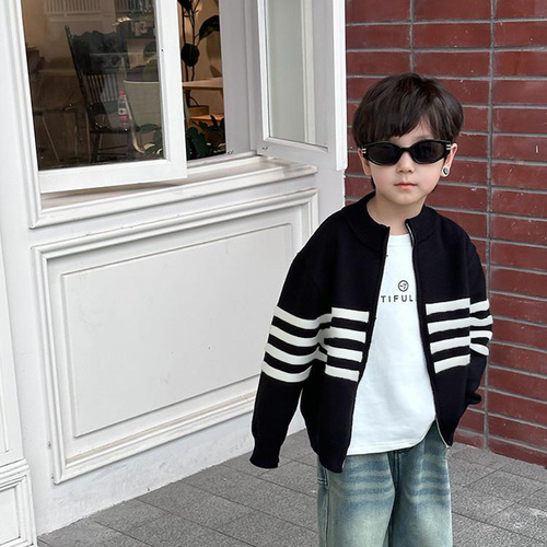 Men's Cardigan Sweater Autumn New Children's Fashion Stylish Zip Knit Sweater for Young Boys - Cool Outerwear