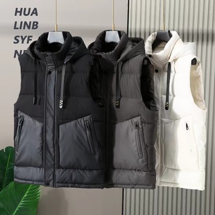 Autumn and Winter new men's cotton vest trendy handsome cold-proof warm waistcoat cotton-padded clothes stitching personalized student vest
