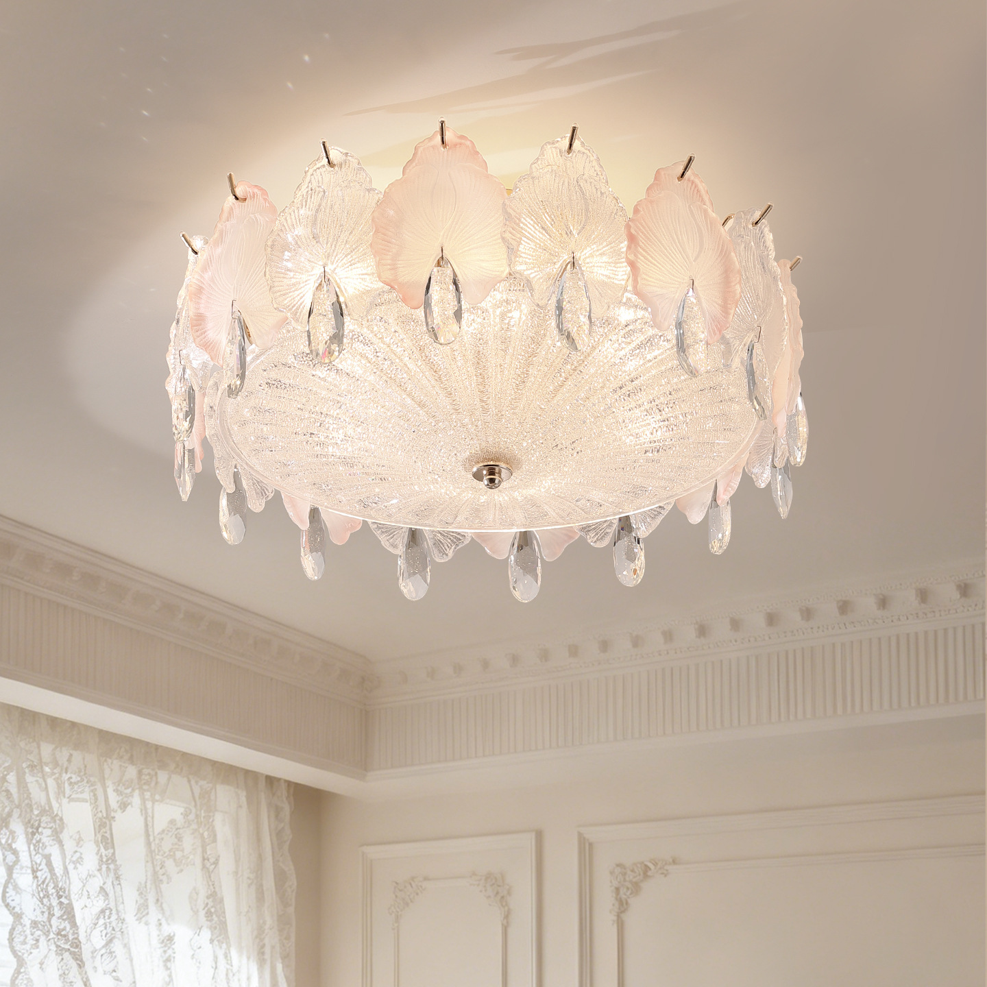 French Cream Style Master Bedroom Ceiling Lamp Creative Romantic Pink Lamp Children's Room Lamp High-End Restaurant Lamp New Style
