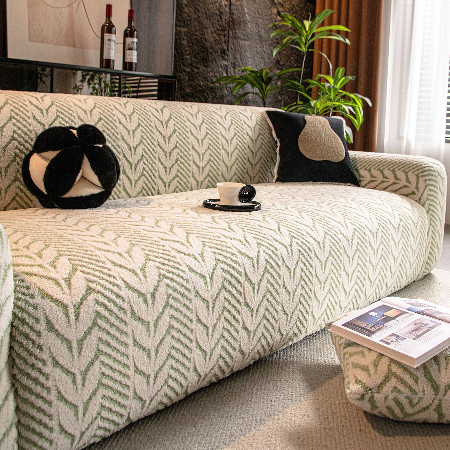 Jacquard de algodón cómodo sofá cubierta 2025 nuevo otoño invierno anti-gato agarra todo incluido cuatro estaciones cubierta protectora elástica universal