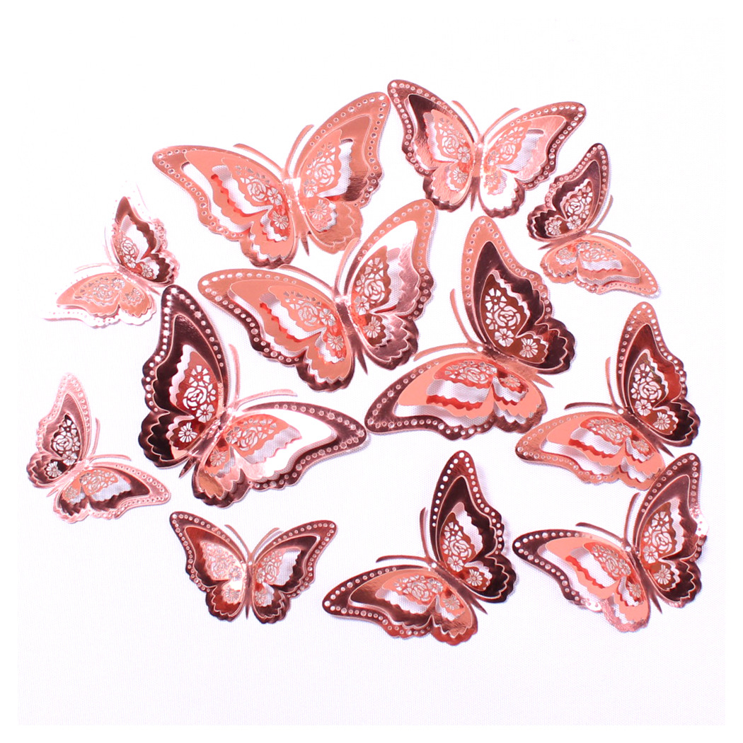 Fábrica al por mayor 12 pegatinas de pared de mariposas huecas hogar festivo decoración navideña decoración mariposa tridimensional 3D