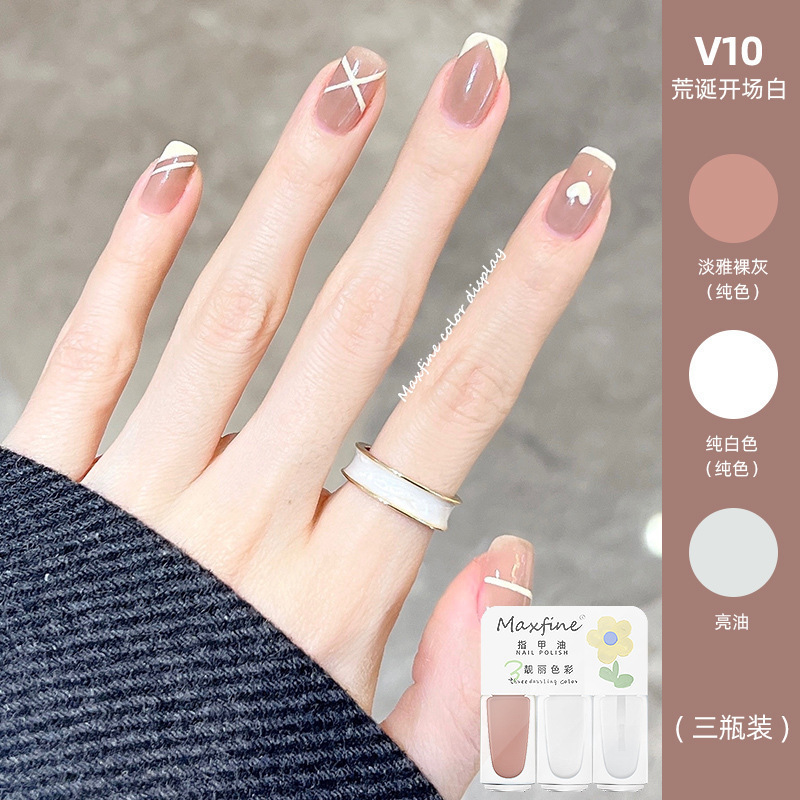 MAXFINE3 PCS combinación esmalte de uñas de secado rápido sin hornear trillizos pelable lagrimeo manicura 25 colores en stock al por mayor