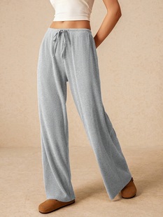 2025 Cross-Border New European and American Autumn Wide-Leg Drawstring Sweatpants Fashionable Low-Waist Women's Clothing
