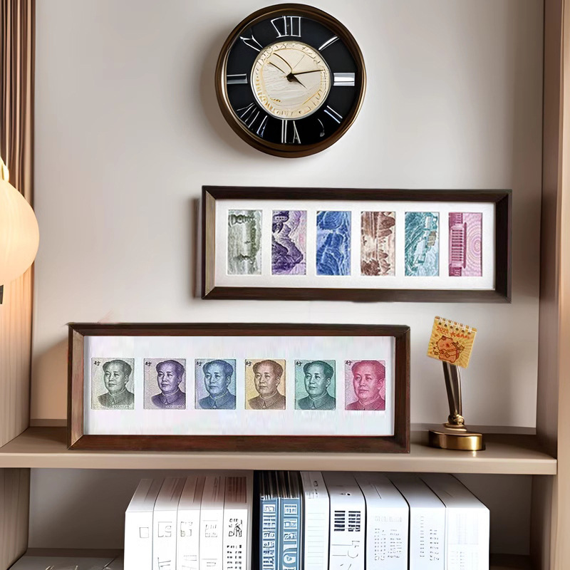 Grandpa Mao's Creative Six-Frame Chinese Brush Calligraphy and Painting Photo Frame Rectangular Solid Wood Pendulum New Calligraphy Pendulum Photo Frame