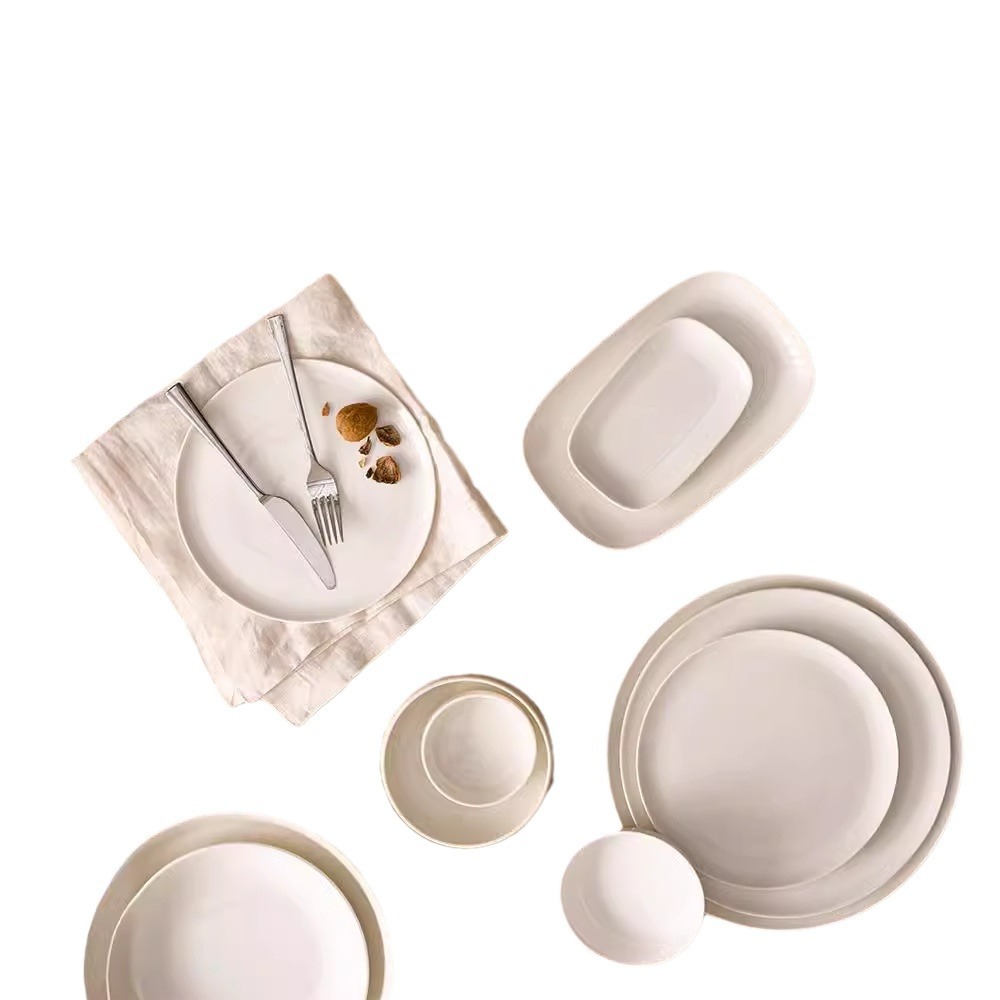 Transfronterizo LZ Luhang cerámica blanca pura cubiertos minimalistas platos de sopa platos de arroz platos de pescado sopa de sopa