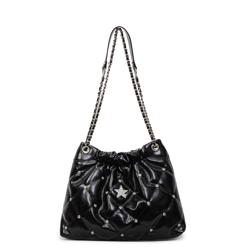 Bolso de cadena de moda coreana 2025 verano nuevo bolso femenino bolso de hombro bordado de rombo bolso de mensajero de diamantes de gran capacidad