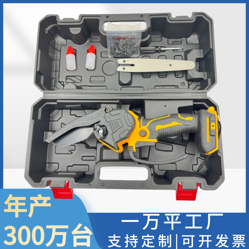 Sierra de cadena eléctrica de litio de 4 pulgadas y 6 pulgadas de 8 pulgadas, sierra de registro de jardín de árboles frutales al aire libre sierra de cadena eléctrica de mano pequeña