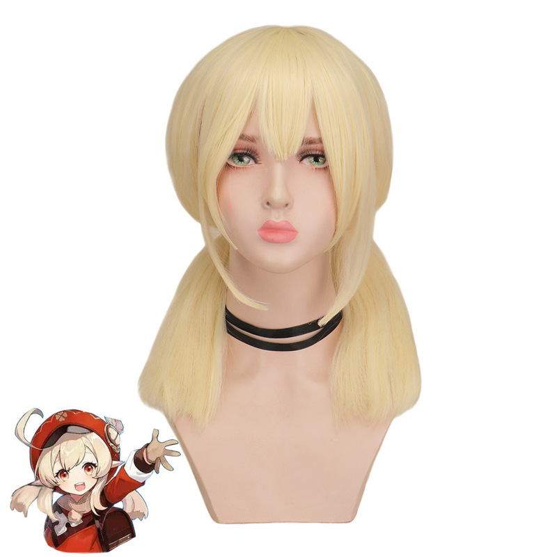 cosplay anime wig Original God Keli wig escape Sun double ponytail mixed color style