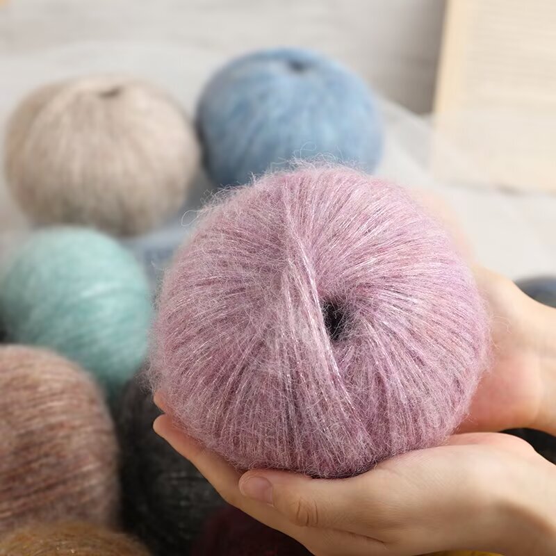 Glitter Mohair Silk Mohair Wool Thread DIY Hand-Knitted Sweater Hat Scarf Outwear Thread Glitter Mohair Silk Mohair Wool Thread DIY Hand-Knitted Sweater Hat Scarf Outwear Thread
