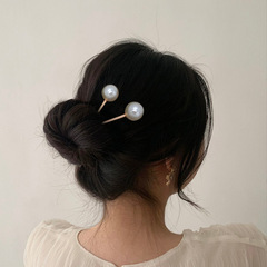 珍珠髮簪女簡約現代盤發發叉百搭丸子頭頭飾古風馬尾簪子日常髮釵